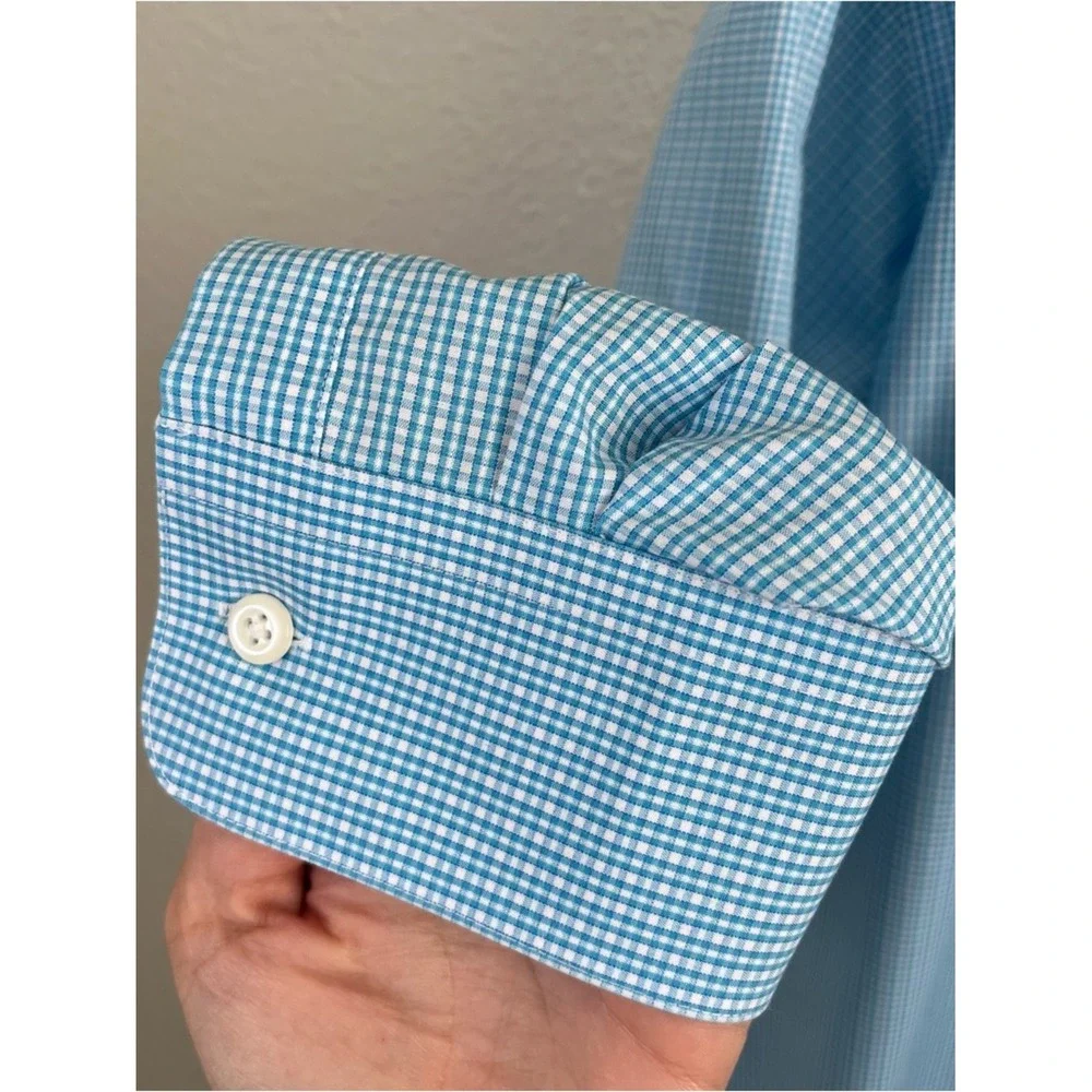 Pronto Uomo Classic Fit Light Blue Micro-Check Dress Shirt‎ 18 34/35